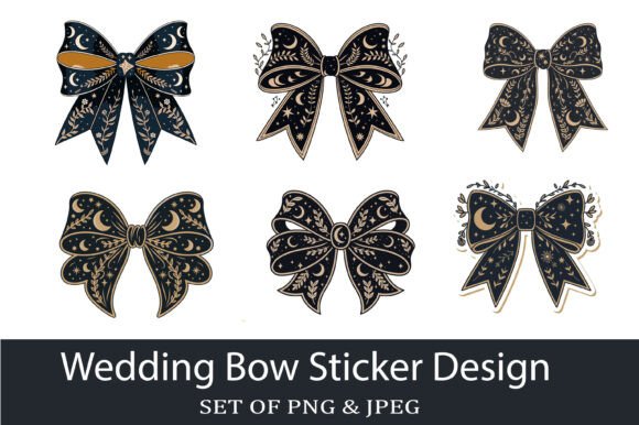 Elegant Celestial Wedding Bow Stickers